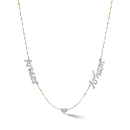 Zeeana Two-Name Necklace with Heart - The Happy Tribe