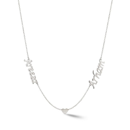 Zeeana Two-Name Necklace with Heart - The Happy Tribe