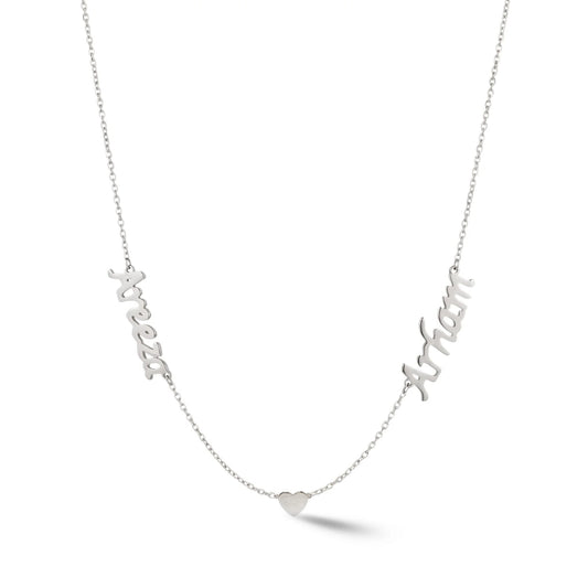 Zeeana Two-Name Necklace with Heart - The Happy Tribe