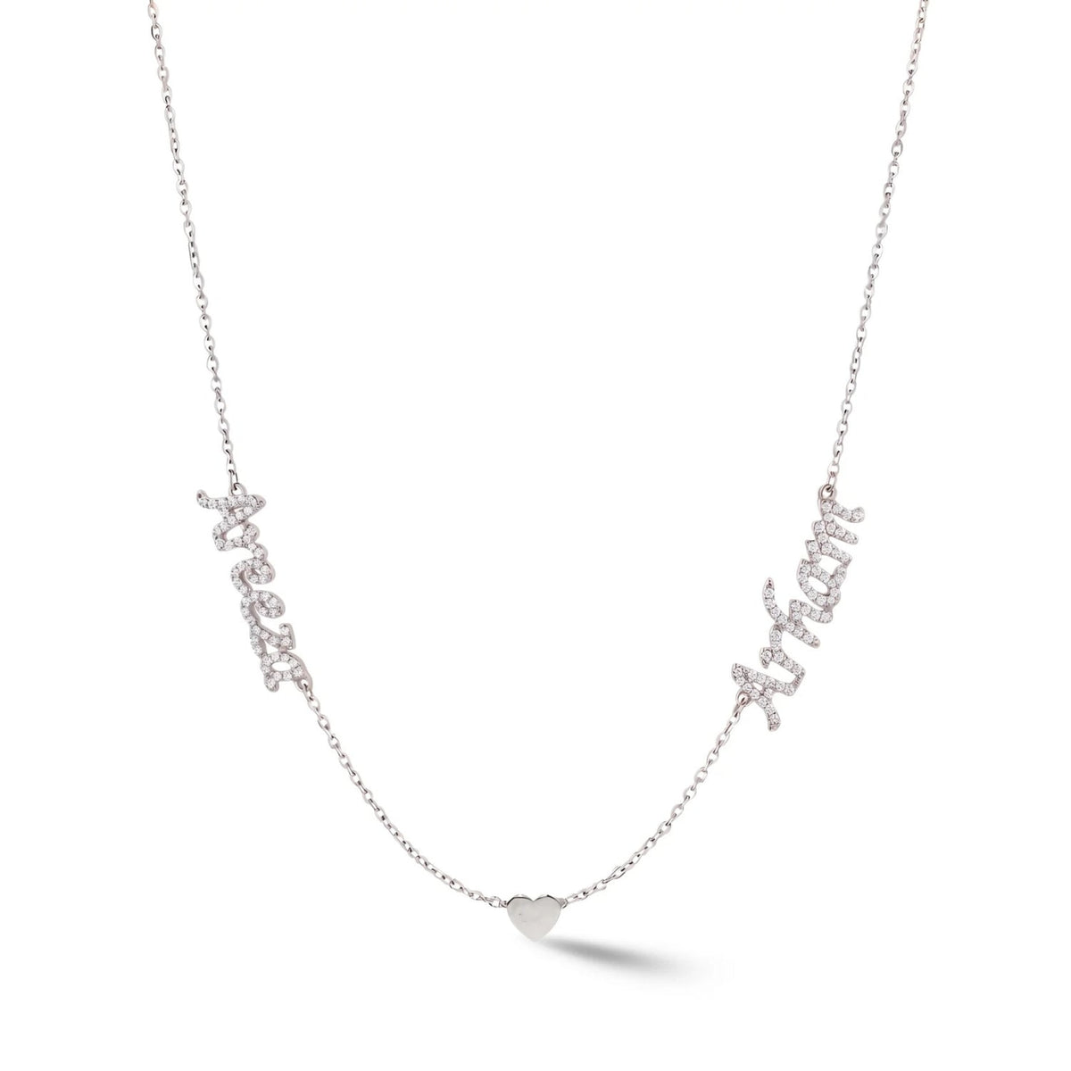 Zeeana Two-Name Necklace with Heart - The Happy Tribe